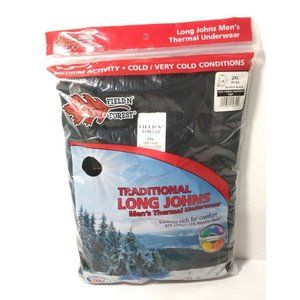 Vtg Field N' Forest Traditional Long Johns Men's Thermal Undershirt 2XL Black